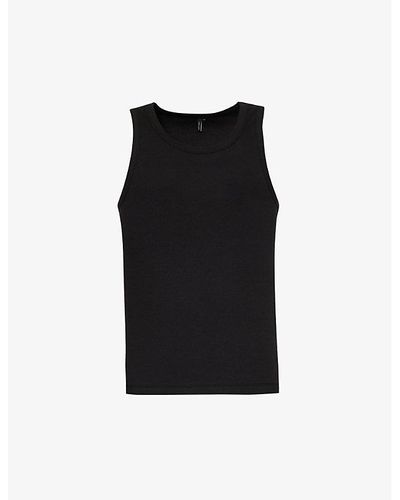 Entire studios Fitted Ribbed Stretch-cotton Tank Top - Black
