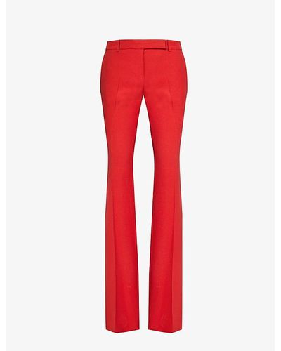 Alexander McQueen Bootcut Low-rise Crepe Pants - Red