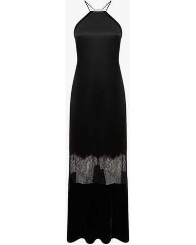 Reiss Janelle Lace-panel Woven Maxi Dress - Black