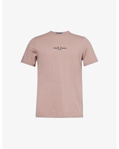 Fred Perry Logo-embroidered Short-sleeved Cotton-jersey T-shirt X - Pink