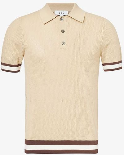 CHE Quinn Stripe-trimmed Cotton-knit Polo Shirt - Natural
