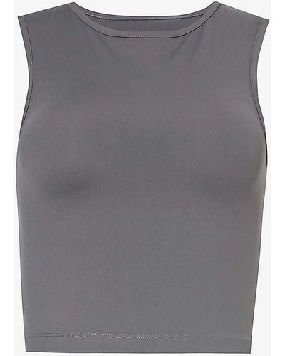 Lounge Underwear Essential Logo-print Stretch-woven Top - Grey