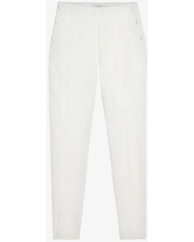 Ted Baker Liroi Popper-detail High-rise Stretch leggings - White