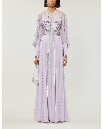 Temperley London Queenie Silk Gown - Purple