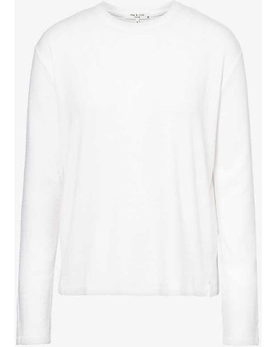 Rag & Bone Split-hem Long-sleeved Woven Top - White