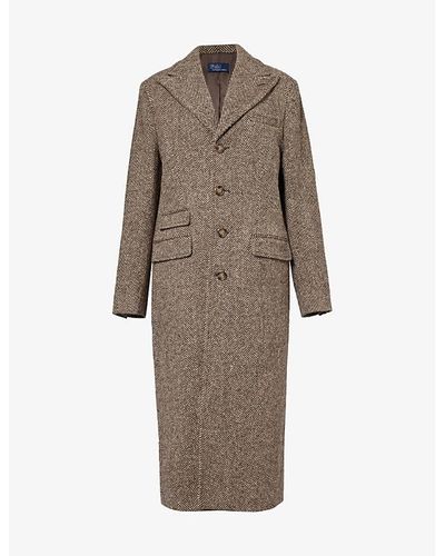 Polo Ralph Lauren Herringbone-pattern Wool Coat - Brown