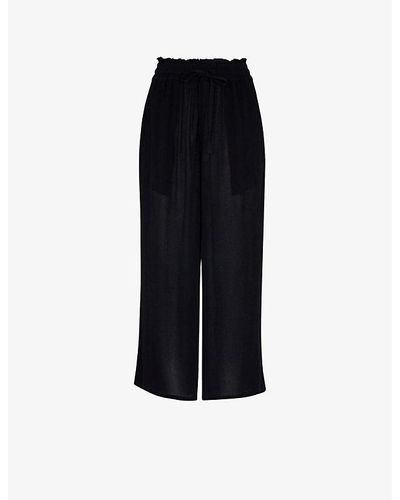 Whistles Imogen Elasticated-waist Relaxed-fit Wide-leg High-rise Woven Pants - Black