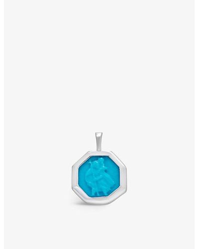 Monica Vinader St Christopher Recycled Sterling-silver And Turquoise Charm Pendant - Blue