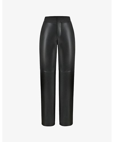House Of Cb Omaria Wide-leg Mid-rise Pu-leather Pants - Black