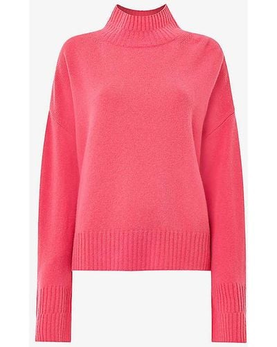 Whistles Relaxed-fit Funnel-neck Wool Jumper - Pink