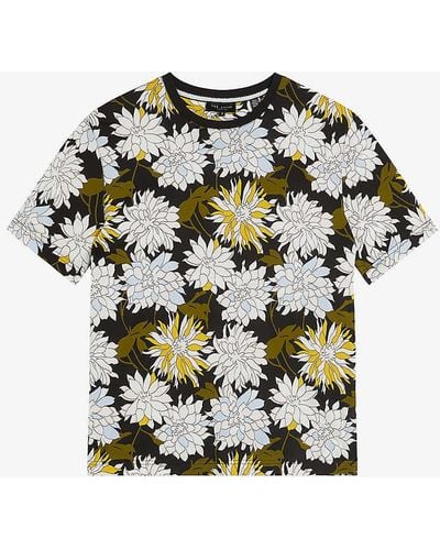 Ted Baker Florid Floral-print Short-sleeve Cotton T-shirt - Multicolour