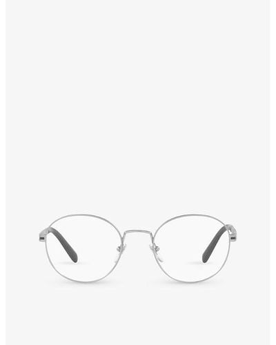 BVLGARI Bv1119 Round-frame Metal Glasses - White