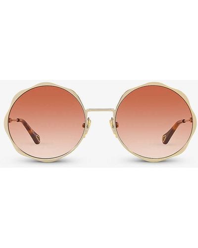 Chloé Ch0184s Round-frame Metal Sunglasses - Pink