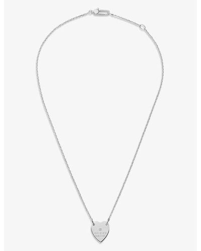 Gucci Trademark Sterling Silver Heart Pendant Necklace - Multicolor