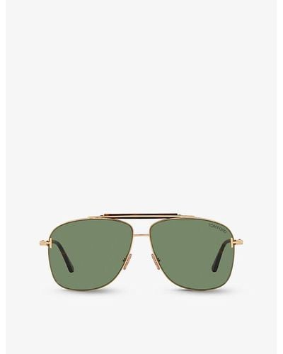 Tom Ford Tr001628 Jaden Aviator-frame Metal Sunglasses - Green