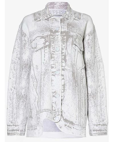 Ph5 Hana Graphic-pattern Organic Cotton-blend Knitted Jacket - White
