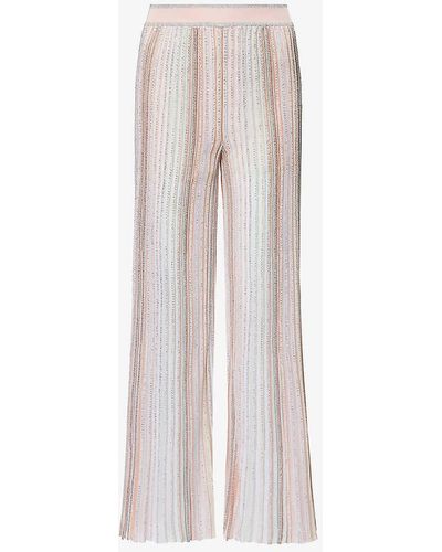Missoni Sequin-embellished Wide-leg Knitted Trousers - White