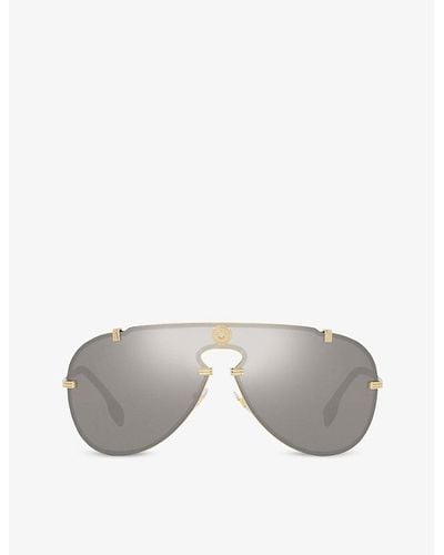 Versace Ve2243 Mirrored Aviator Sunglasses - Metallic