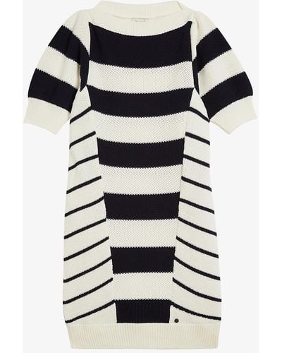 Ted Baker Arisu Striped Knitted Cotton Dress - White