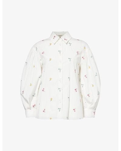 Weekend by Maxmara Villar Floral-embroidered Cotton Shirt - White