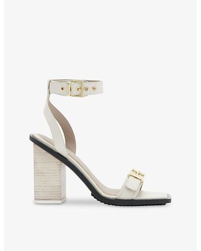 AllSaints Pamela Buckle-embellished Heeled Leather Sandals - White