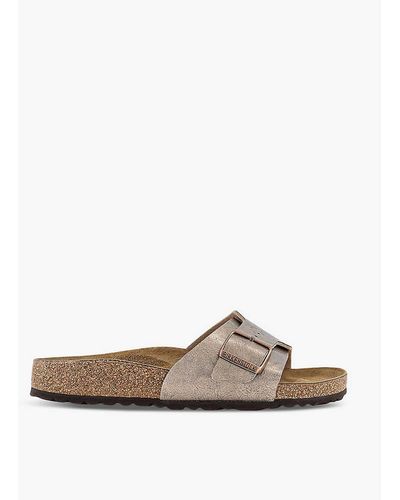 Birkenstock Catalina Single-strap Flat Faux-leather Sandals - Brown