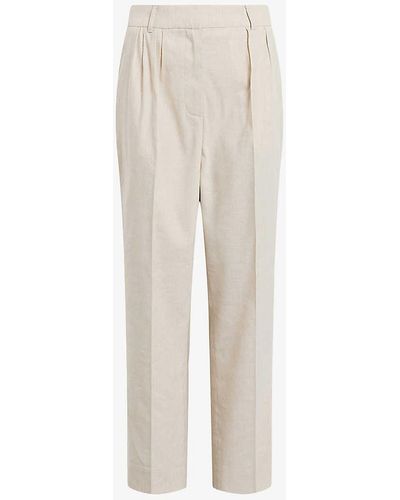 AllSaints Whitney Straight-leg High-rise Stretch Linen-blend Trousers - White