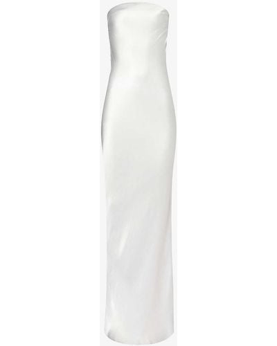 Pretty Lavish Sasha Cowl-back Satin Maxi Dress - White