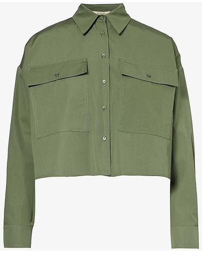 Weekend by Maxmara Carter Cropped Regular-fit Cotton Shirt - Green