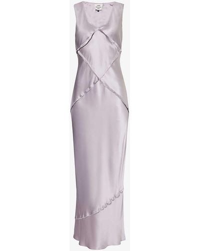 Reformation X Camille Rowe Taylor V-neck Silk Maxi Dress - Purple