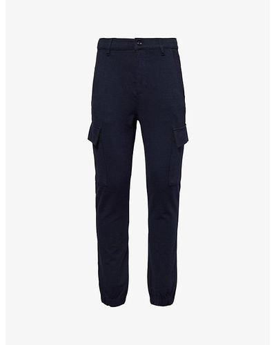 7 For All Mankind jogger Chino Drawstring-waist Tapered-leg Regular-fit Cotton-blend Trouser - Blue
