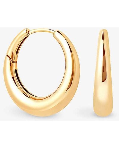 Astrid & Miyu Dome 18ct Yellow -plated Recycled Sterling-silver Hoop Earrings - Metallic