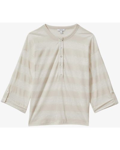 Reiss Olivia Stripe-pattern Linen And Cotton Shirt - White