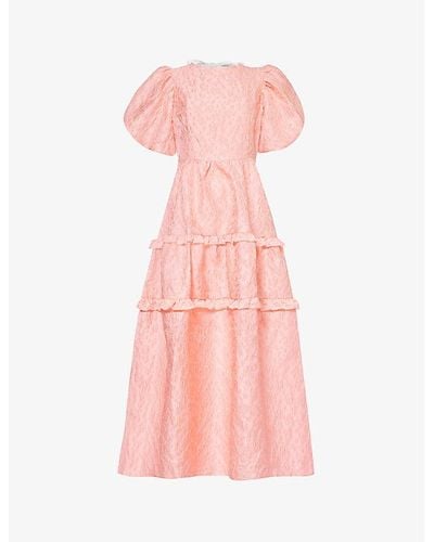 Sister Jane Jacquard-texture Woven Midi Dress - Pink