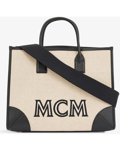 MCM München Large Canvas Tote Bag - Black