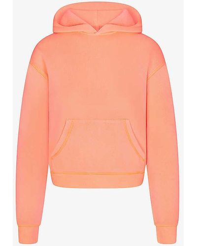 Skims Light French Terry Relaxed-fit Cotton-blend Hoody - Pink