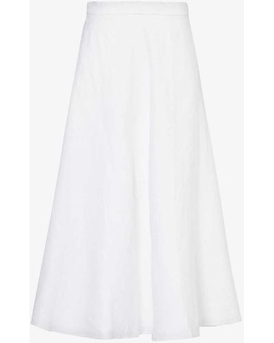 Reformation Maia Flared Linen Midi Skirt - White