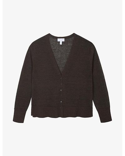 The White Company Relaxed-fit Small-buttons Linen-blend Cardigan X - Black