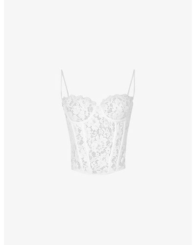 House Of Cb Mila Floral Stretch-lace Corset Top - White
