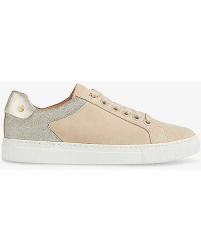 LK Bennett Signature Stud-embellished Suede Low-top Trainers - Natural