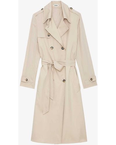 Zadig & Voltaire La Parisien Double-breasted Belted-waist Woven Trench Coat - Natural