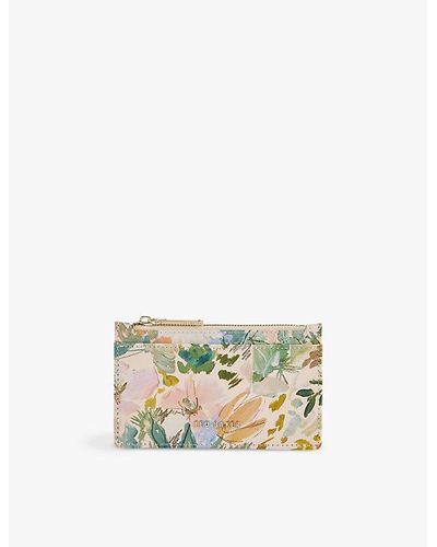 Ted Baker Medell Painted Floral-print Leather Cardholder - Metallic