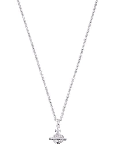 Vivienne Westwood Crystal And Rhodium Orb Design Mayfair Bas Relief Necklace - Blue