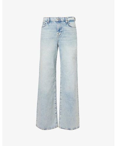 7 For All Mankind Scout Wide-leg Mid-rise Stretch-denim Jeans - Blue