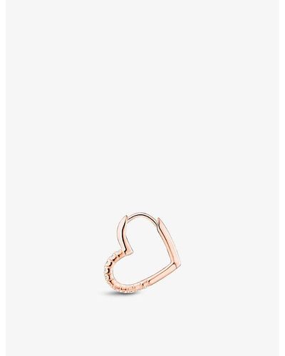 Thomas Sabo Heart 18ct Rose Gold-plated Sterling-silver And Zirconia Hoop Earring - White