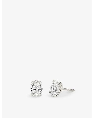Vrai Solitaire 14ct White-gold Lab-grown 2ct Diamond Stud Earrings