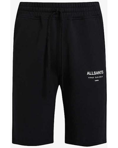 AllSaints Underground Logo-print Organic-cotton Short - Black