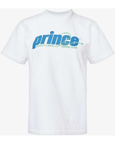 Sporty & Rich X Prince Rebound Short-sleeve Cotton-jersey T-shirt - Blue