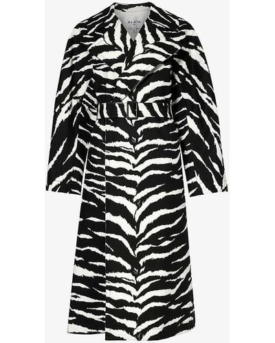 Alaïa Animal-print Belted Cotton Trench Coat - White