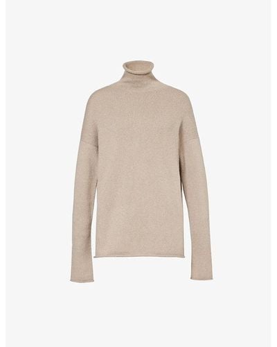 Lauren Manoogian Funnel-neck Long-sleeved Alpaca And Cashmere-blend Knitted Sweater - Natural
